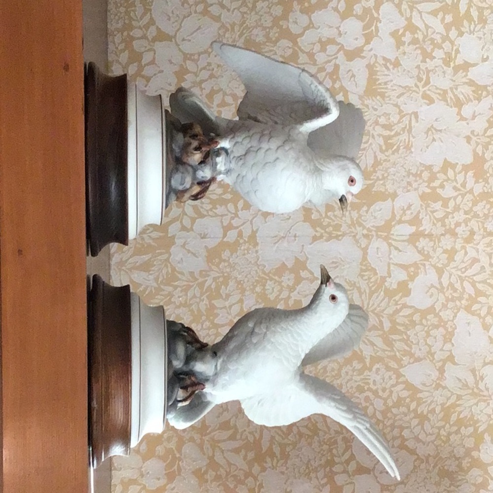 White porcelain Japanese made doves